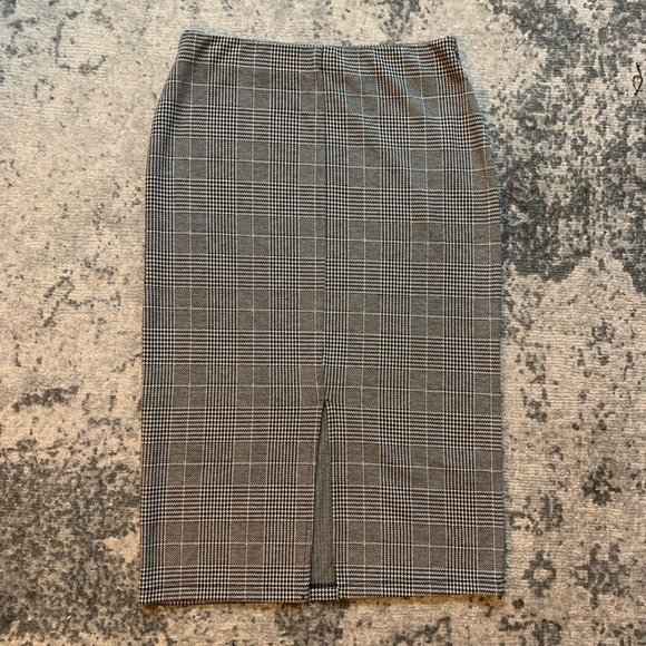 black and white plaid checked pencil skirt M - Picture 3 of 6
